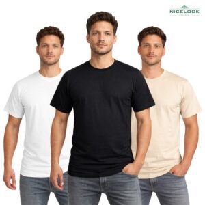 Premium Solid T-Shirt Combo – 3 Pcs | 100% Cotton, 180 GSM